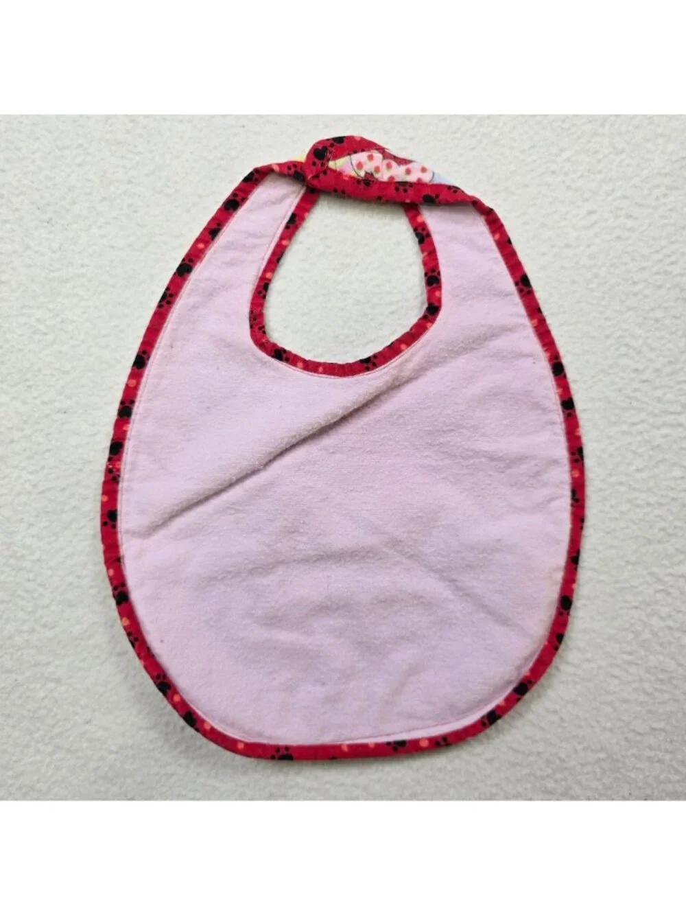 Strawberry Shortcake Vintage Baby Bib Flannel Pre-Owned Cartoon Print Red Trim
